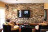 Drystone appearance weathered sandstone feature wall