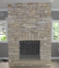 Drystone appearance sandstone fireplace